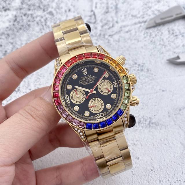 送礼首选130劳力士-Rolex宇宙计型迪通拿 型号116598 Rbow男士多功能腕表 原版开模复 直径40Mm厚度11Mm采用原装进口石英机芯矿物质耐磨镜面