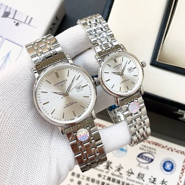 白壳 金壳 钢带+20浪琴-Longines 精品情侣腕表 经典三针设计 尊贵大气 绅士风范 卓越品质 热卖全城 采用进口石英机芯 顶级316精钢表壳 进口小牛