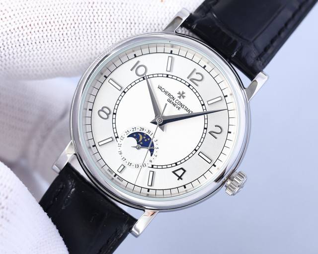 白 金玫 江诗丹顿 Vacheron Constantin 传袭系列男士腕表！全新复杂日月星辰多功能腕表，超强夜光。搭载原装进口2824-2自动上链机械机芯，汇