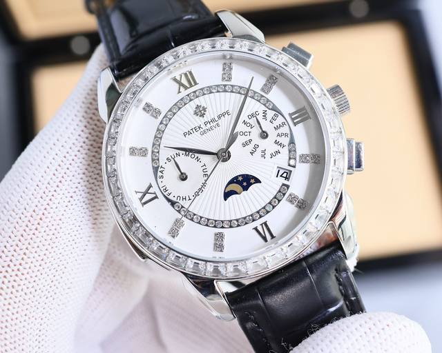 白 -金 百达翡丽复杂功能计时系列上市 Patek Philippe 贵族的艺术品！搭配进口9100多功能机芯 0返修 功能 24小时,星期，星辰，月份 进口3