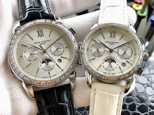 白壳 金玫壳 独家研发 百达翡丽复杂功能计时系列上市！Patek Philippe。 万年历情侣对表！小红书爆款 多功能腕表 正式上市 1搭载原装进口9100月