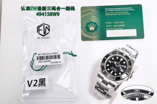 Sj出品 Ew厂 V2版精品 劳力士 Rolex 水鬼系列40Mm Mk1 Sub三码合一高端3135机芯 真机芯非加夹板机芯调时间方向也跟原装一样 ，可回调日