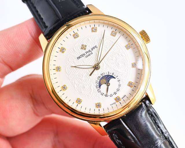 白壳 金壳 2024新品墙裂推荐，百达翡丽patek Philippe 最新款男士腕表！全新复杂日月星辰多功能腕表，超强夜光。搭载原装进口2824-8自动上链机