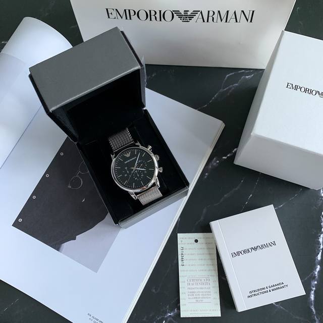 支持香港、美国直邮！ 正品！全国联保！ Emporio Armani 阿玛尼，Ar1808男表，此款六针计时功能，精致钢带，多功能表盘设计却不晓得复杂！42Mm