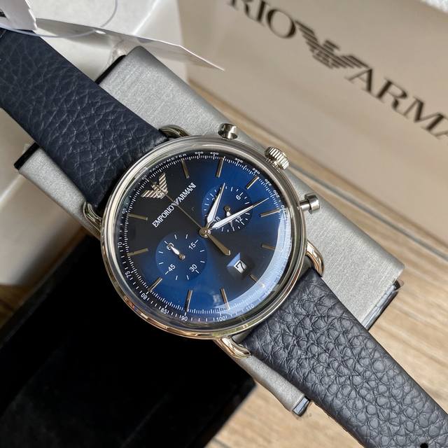 支持香港、美国直邮。 正品！全国联保！阿玛尼armani Ar11105表壳：316L精钢表镜：强化矿物质玻璃，尺寸43Mm*11Mm，小牛皮表带！多维度计时功