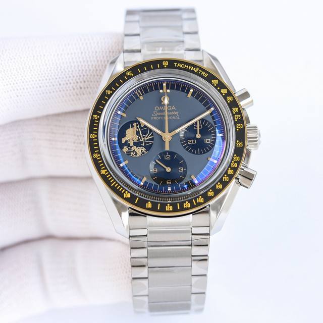 Sj出品 皮带款 钢带 全新 欧米茄 Omega 超霸阿波罗11号霸气登场 专业月球表 Ob2 超霸系列 表壳 表壳背部采用naiad锁扣技术，确保雕刻文字始终