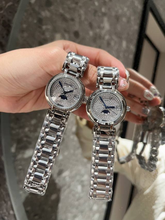 白 金 钻20 皮带钢带同价 浪琴-Longines 爆款浪琴 心月系列石英表手表女简约气质 ！腕表底盖-吊牌-保卡 三码合一 1:1品质 超高性价比、真月相机