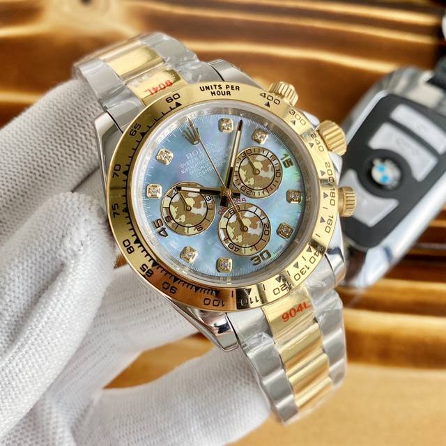 Rolex劳力士迪通拿 余！迪通拿计时腕表 904L精钢 旋入式表冠及按钮 采用7750机芯 高效精准稳定 表径40Mm 厚度13.5Mm灰白金迪 全玫瑰金迪