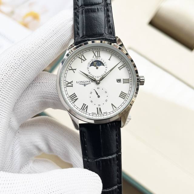 白 -金 钢带+20，浪琴-Longines 精品男士腕表全新多功能设计，尊贵大气，绅士风范，卓越品质，热卖全城。采用全自动机械机芯，顶级316精钢表壳，矿物质