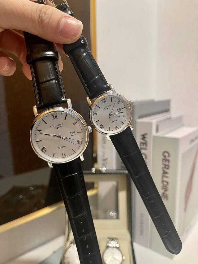 白壳 玫 钢带加20 实物拍摄 品牌： 浪琴-Longines 类型：情侣对表 表壳：316精钢 做工优质 表带：进口小牛皮 316精钢 两种可选 机芯：进口石