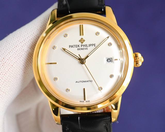 气质非凡 ：白 ，金枚 . 百达翡丽-Patek Philippe-火热新款式，新款锅盖，耗时长达8个月！超薄男士自动机械腕表，采用进口原装9015机芯，每小时