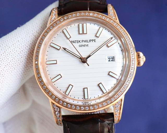 白砖 ，金枚砖 . 百达翡丽-Patek Philippe-火热新款式，新款锅盖，耗时长达8个月！超薄男士自动机械腕表，采用进口原装9015机芯，每小时振频28