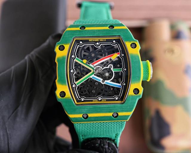 理查德米勒 Richard Mille Rm67-02跳高之王冠军款 1:1精准开模 采用100%的 Ntpt碳纤维 陶瓷材料 制造 形成表壳上的特殊纹理 搭载