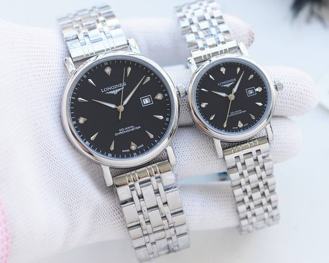 白壳 金壳 钢带20 品牌：浪琴-Longines 类型：情侣腕表 壳套：顶级版316精钢l 表带：进口小牛皮表带 316L精钢表带 机芯：进口石英机芯 镜面：