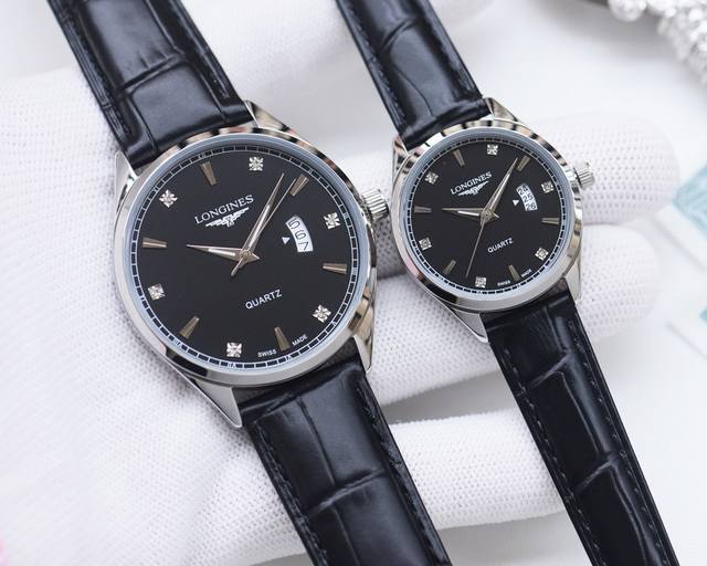 白壳 金壳 钢带20 品牌：浪琴-Longines 类型：情侣腕表 壳套：顶级版316精钢l 表带：进口小牛皮表带 316L精钢表带 机芯：进口石英机芯 镜面：