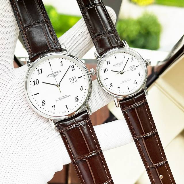 白 金 钢带加20 品牌： 浪琴-Longines 类型：情侣对表 表壳：316精钢 做工优质 表带：进口小牛皮 316精钢 两种可选 机芯：进口石英机芯 走时