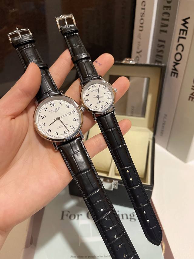 白 金 钢带加20 品牌： 浪琴-Longines 类型：情侣对表 表壳：316精钢 做工优质 表带：进口小牛皮 316精钢 两种可选 机芯：进口石英机芯 走时