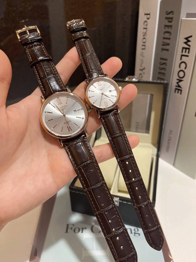 白 金 钢带加20 品牌： 浪琴-Longines 类型：情侣对表 表壳：316精钢 做工优质 表带：进口小牛皮 316精钢 两种可选 机芯：进口石英机芯 走时