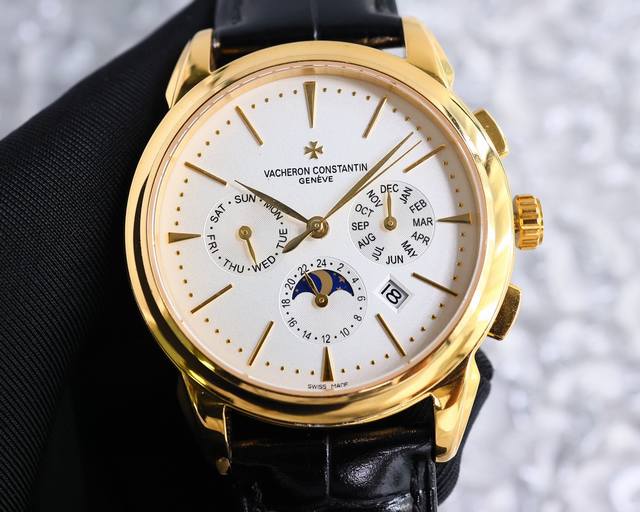 白壳 .金壳 最高端品质 江诗丹顿 Vacheron Constantin Vc 男士腕表.全新复杂日月星辰多功能腕表. 机心：搭载原装进口9100多功能自动上