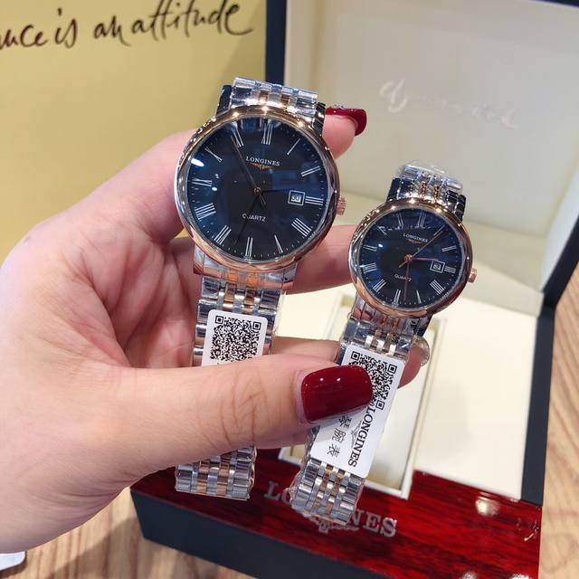 白壳 ，间枚 经典罗马字面，销量冠军 Longines 浪琴品牌博雅系列情侣对表：男39Mm 女29Mm经典设计，和流利线条的完美化身，彰显着浪琴的典型特质，诠