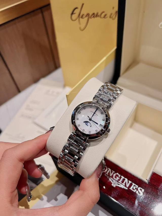 浪琴 Longines 林志玲代言 浪琴心月系列 原装进口石英机芯 尺寸26.5Mm，走时精准耐久 双卜蓝宝石水晶玻璃 316L精钢表壳 顶尖工艺打造 1:1还