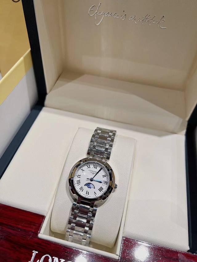 浪琴 Longines 林志玲代言 浪琴心月系列 原装进口石英机芯 尺寸26.5Mm，走时精准耐久 双卜蓝宝石水晶玻璃 316L精钢表壳 顶尖工艺打造 1:1还