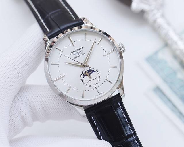 白壳 金壳 钢带20 品牌：浪琴-Longines 类型：男士腕表 壳套：顶级版316精钢l 表带：进口小牛皮表带 316L精钢表带 机芯：全自动机械机芯 镜面