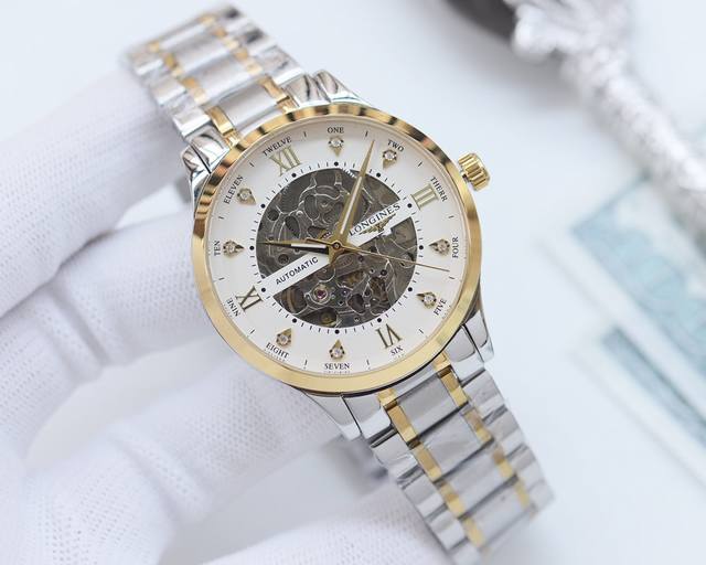 白壳 金壳 钢带20 品牌：浪琴-Longines 类型：男士腕表 壳套：顶级版316精钢l 表带：进口小牛皮表带 316L精钢表带 机芯：全自动机械机芯 镜面