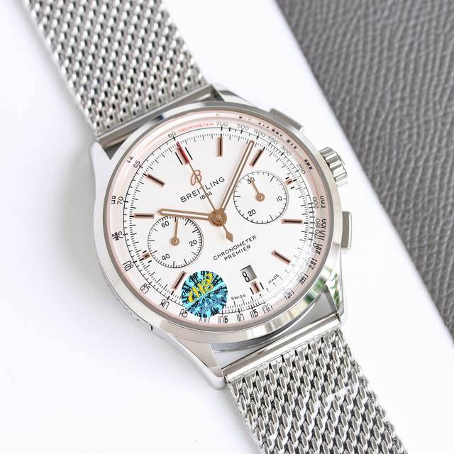 Tw新品百年灵璞雅b01计时腕表premier B01 Chronograph 吴彦祖同款 材质： 316L精钢 直径： 42毫米 厚度： 13.65毫米 表镜