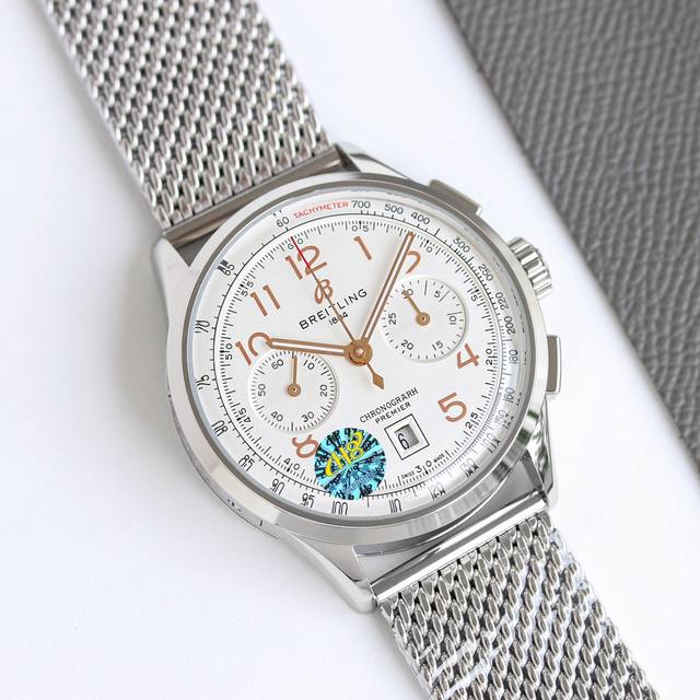 Tw新品百年灵璞雅b01计时腕表premier B01 Chronograph 吴彦祖同款 材质： 316L精钢 直径： 42毫米 厚度： 13.65毫米 表镜