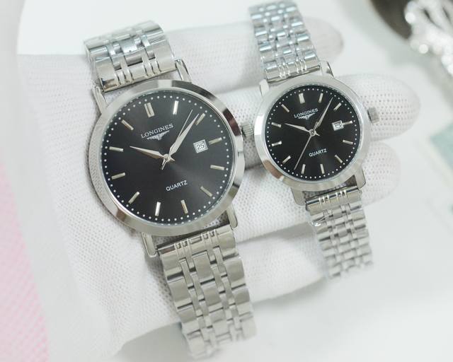 白壳 ，金壳 ，钢带20 品牌：浪琴-Longines 类型：情侣腕表 壳套：顶级版316精钢l 表带：进口小牛皮表带 316L精钢表带 机芯：进口石英机芯 镜