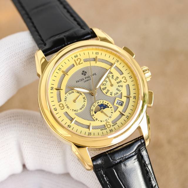 白 金 大厂品质，高端系列！新款 百达翡丽复杂功能计时系列上市 Patek Philippe 贵族的艺术品！ 升级版改进：壳身比旧版本更薄、玻璃升级耐磨抗摔、比