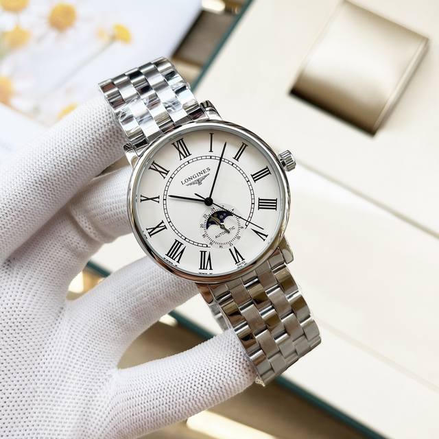 白 金 钢带+20，浪琴-Longines 精品男士腕表全新多功能设计，尊贵大气，绅士风范，卓越品质，热卖全城。采用全自动机械机芯，顶级316精钢表壳，矿物质超