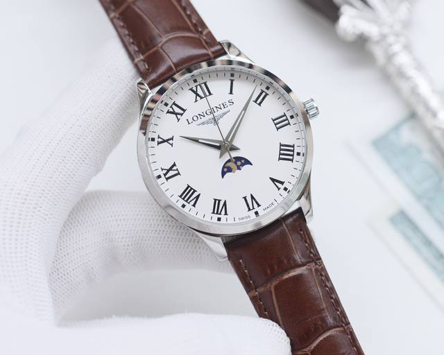 白壳 金壳 钢带20 品牌：浪琴-Longines 类型：男士腕表 壳套：顶级版316精钢l 表带：进口小牛皮表带 316L精钢表带 机芯：全自动机械机芯 镜面