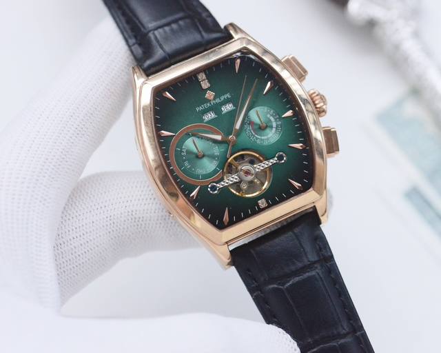 白壳 ，金壳 品牌：百达翡丽-Patek Philippe 类型：男士腕表 壳套：顶级版316精钢l 表带：进口小牛皮表带 机芯：全自动进口机械机芯 镜面：矿物