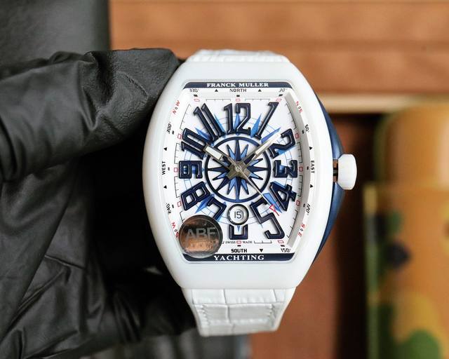 Abf 最高品质 白陶瓷 新款到货 Franck Muller 法兰克穆勒 Vanguard Yachting V 遊艇系列 44X54 Mm 1.表壳100%