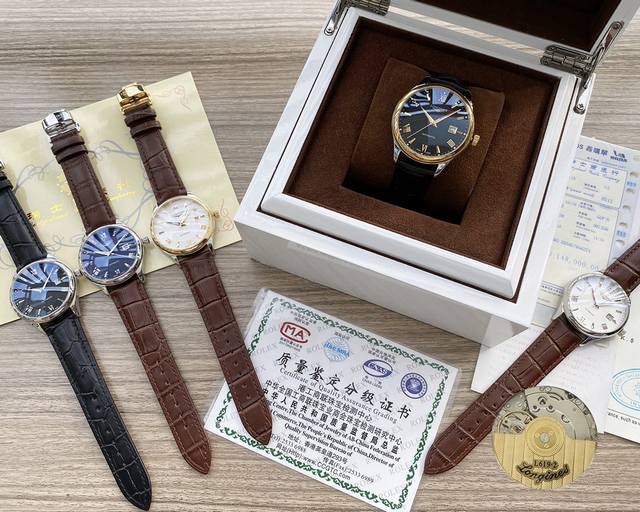 皮带白壳 金壳 钢带+20。浪琴 Longines 精品男士腕表，经典大三针设计，尊贵大气，绅士风范，卓越品质，热卖全城。采用全自动机械机芯，顶级316精钢表壳