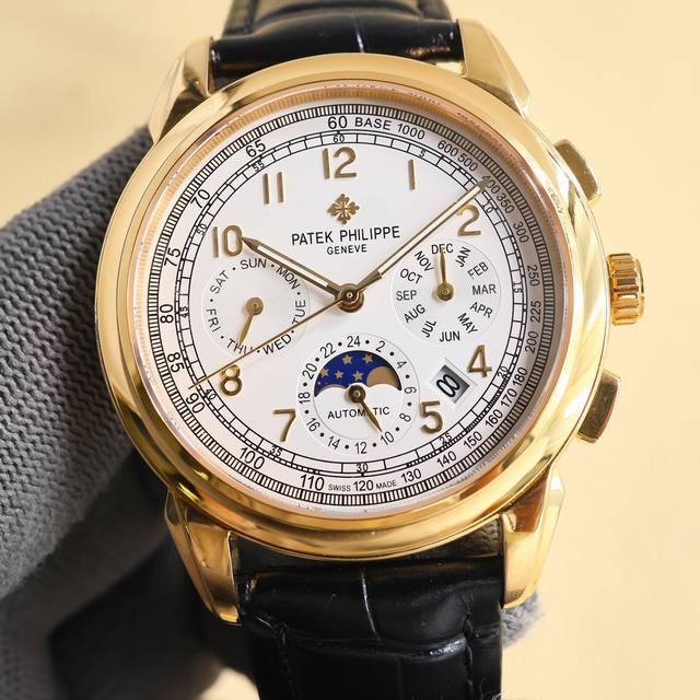 FFF金 百达翡丽Patek Philippe惊艳登场，42毫米的表径适配大众男性手寸，非常商务可亦休闲。视觉冲击力强，令人过目不忘，实物质感更加优美。 1搭配