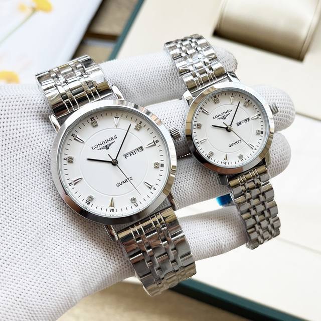 FFF-金 钢带+20 实物拍摄 品牌： 浪琴-LONGINES 类型：情侣对表 表壳：316精钢 做工优质 表带：进口小牛皮 316精钢 两种可选 机芯：进口