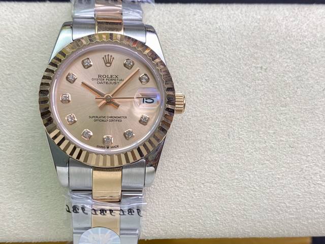 SK Factory 女款 劳力士Rolex 单历 日志型31mm 直径 31mm 机芯 搭载全自动机械机芯 圈口 劳力士RingCommand三角坑纹 光圈