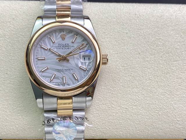 SK Factory 女款 劳力士Rolex 单历 日志型31mm 直径 31mm 机芯 搭载全自动机械机芯 圈口 劳力士RingCommand三角坑纹 光圈