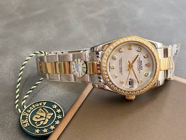 SK Factory 女款 劳力士Rolex 单历 日志型31mm 直径 31mm 机芯 搭载全自动机械机芯 圈口 劳力士RingCommand三角坑纹 光圈