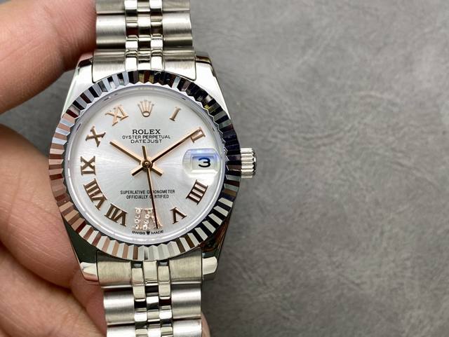 SK Factory 女款 劳力士Rolex 单历 日志型31mm 直径 31mm 机芯 搭载全自动机械机芯 圈口 劳力士RingCommand三角坑纹 光圈