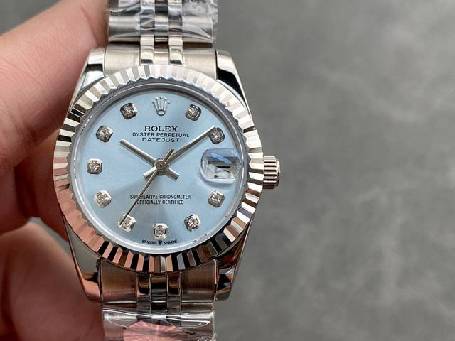 SK Factory 女款 劳力士Rolex 单历 日志型31mm 直径 31mm 机芯 搭载全自动机械机芯 圈口 劳力士RingCommand三角坑纹 光圈