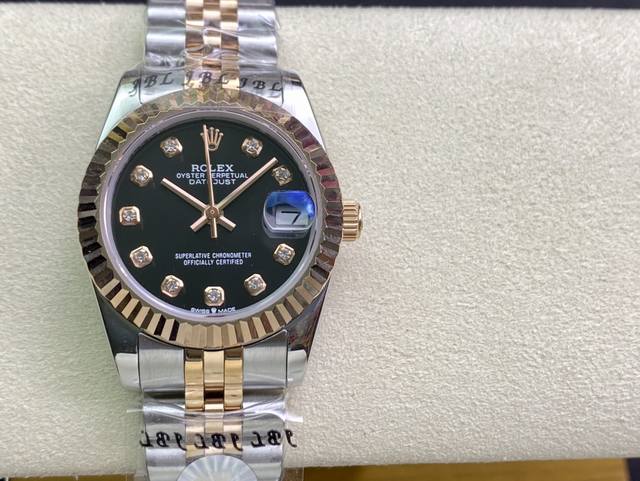 SK Factory 女款 劳力士Rolex 单历 日志型31mm 直径 31mm 机芯 搭载全自动机械机芯 圈口 劳力士RingCommand三角坑纹 光圈