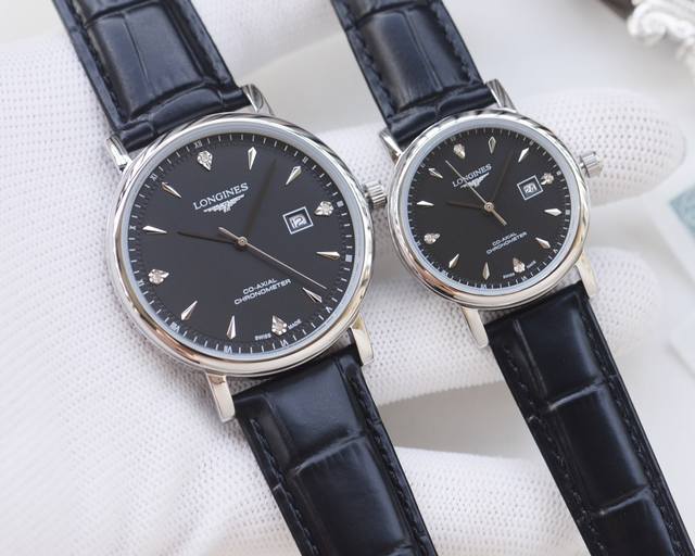 白壳 ，金壳 ，钢带20 品牌：浪琴-Longines 类型：情侣腕表 壳套：顶级版316精钢L 表带：进口小牛皮表带 316L精钢表带 机芯：进口石英机芯 镜