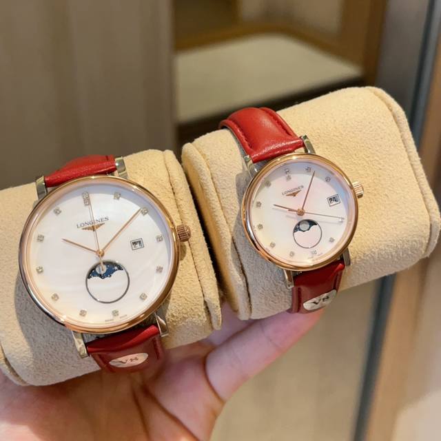 皮带：白壳 金 钢带20 2024年 最新品 真月相 七夕节最佳礼品 Longines浪琴官方博雅系列情侣腕表 见证爱奇迹时刻时尚潮流男女腕表。采用进口日本机芯