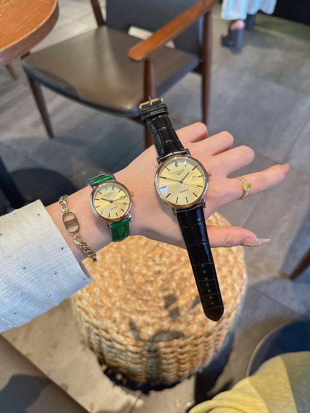 FFF金 钢带+20 钻+30 浪琴-LONGINES. 最新情侣款携手而来，简约精致，品质精湛，热卖全城，采用进口石英机芯，顶级316精钢表壳，进口小牛皮表带