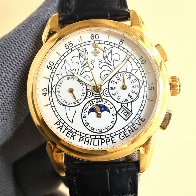 FFF金 百达翡丽Patek Philippe惊艳登场，42毫米的表径适配大众男性手寸，非常商务可亦休闲。视觉冲击力强，令人过目不忘，实物质感更加优美。 1搭配