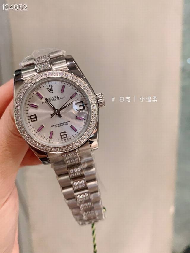 劳力士-Rolex0表盘时尚大气佩戴真的hin显档次，上手高级耐看，简约而不简单[让我看看] 进口石英机芯 31Mm